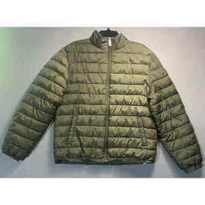 TRUE RELIGION Women Puffer Jacket Size S Down Fill Olive Green Pockets